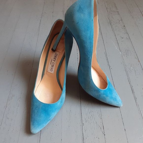 Jimmy Choo Romy 100 Suede Heels - Picture 3 of 16